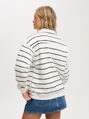 Cotton On Cream Oversized Classic Fleece Half Zip Sweatshirt - Image 2 of 4