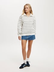 Cotton On Cream Oversized Classic Fleece Half Zip Sweatshirt - Image 3 of 4