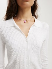 Cotton On White Preppy Button Through Polo Shirt - Image 4 of 4