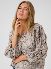 Kaffe Natural KAdebra V-Neck 3/4 Sleeve Blouse - Image 4 of 6