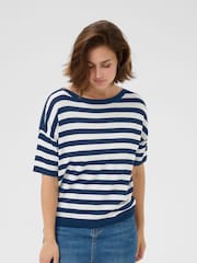 Kaffe KAregina Striped Short Sleeve Pullover Black Jumper - Image 1 of 6