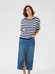 Kaffe KAregina Striped Short Sleeve Pullover Black Jumper - Image 2 of 6
