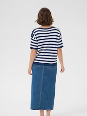 Kaffe KAregina Striped Short Sleeve Pullover Black Jumper - Image 3 of 6