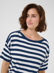 Kaffe KAregina Striped Short Sleeve Pullover Black Jumper - Image 4 of 6