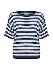 Kaffe KAregina Striped Short Sleeve Pullover Black Jumper - Image 5 of 6