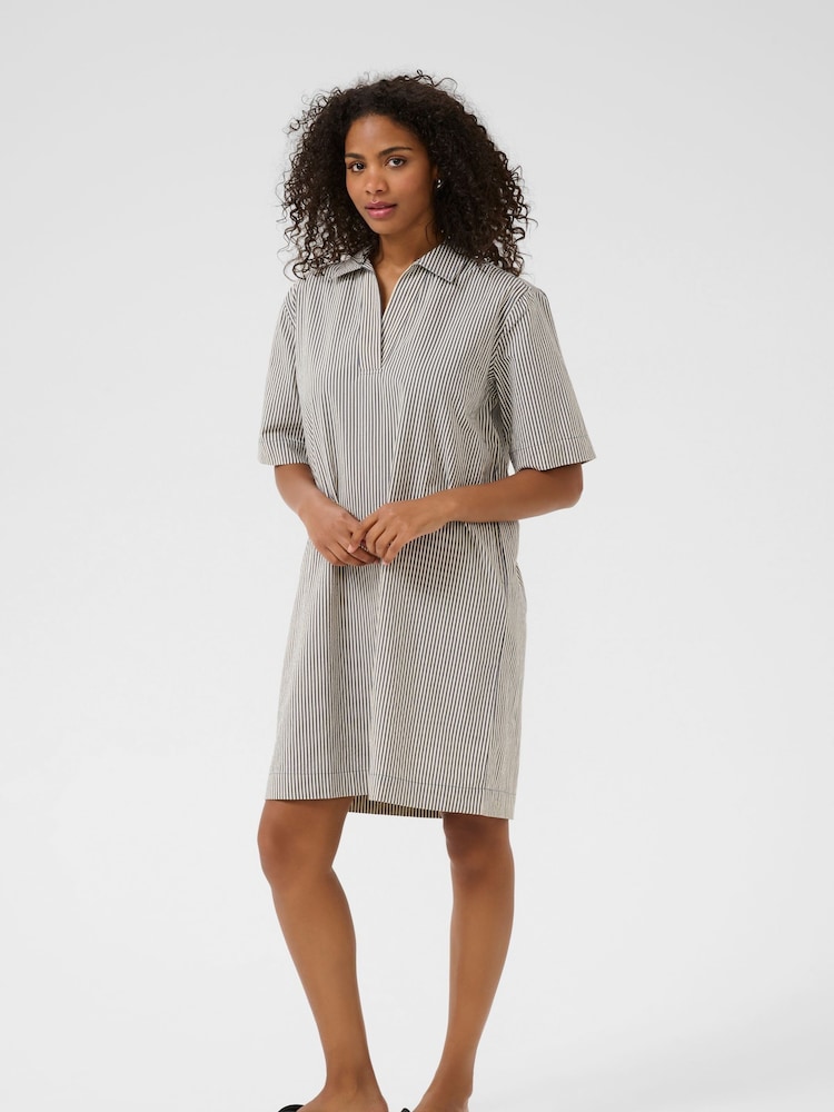 Kaffe Blue 100% Cotton KAnaya Short Sleeve Above Knee Dress - Image 2 of 5 Kaffe Blue 100% Cotton KAnaya Short Sleeve Above Knee Dress - Image 2 of 5