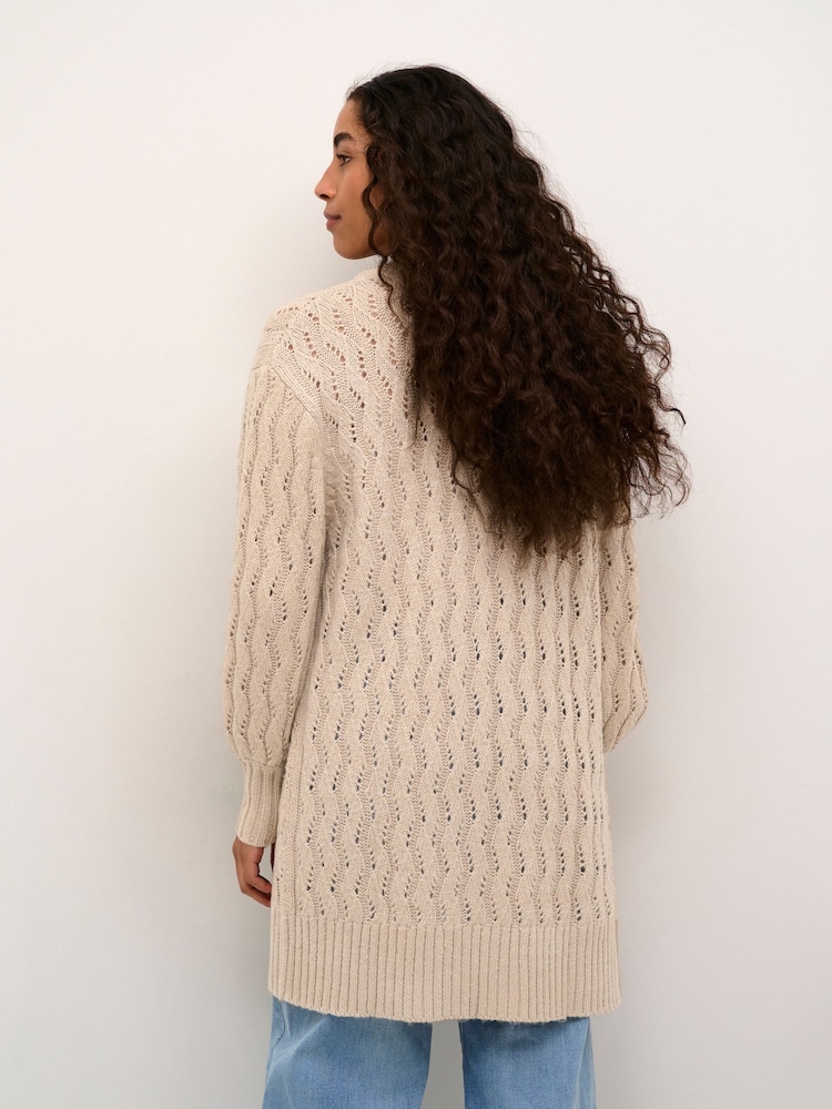 Kaffe Grey KAlena Long Sleeve Open Knit Cardigan - Image 2 of 6