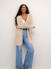 Kaffe Grey KAlena Long Sleeve Open Knit Cardigan - Image 3 of 6