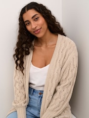 Kaffe Grey KAlena Long Sleeve Open Knit Cardigan - Image 4 of 6