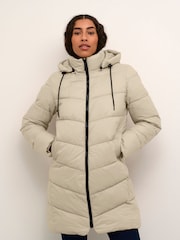 Kaffe Grey KAsusanne Hooded Padded Coat - Image 1 of 6