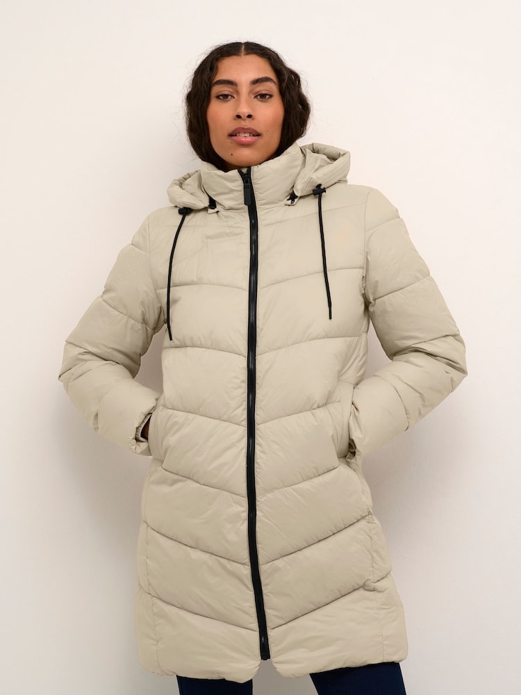 Kaffe Grey KAsusanne Hooded Padded Coat - Image 1 of 6
