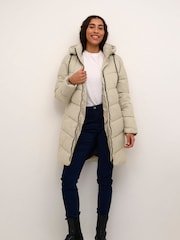 Kaffe Grey KAsusanne Hooded Padded Coat - Image 2 of 6