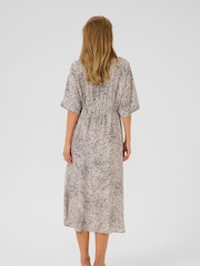 Kaffe Natural KAdebra Short Sleeve Midi Shirt Dress - Image 2 of 4