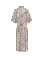 Kaffe Natural KAdebra Short Sleeve Midi Shirt Dress - Image 4 of 4