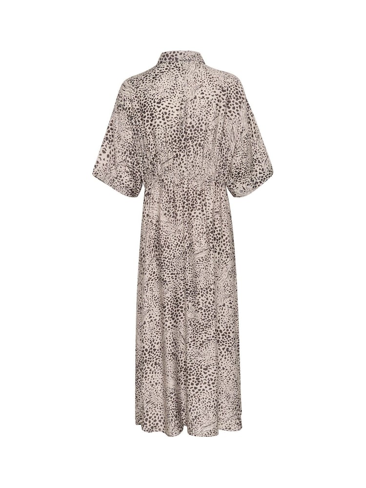 Kaffe Natural KAdebra Short Sleeve Midi Shirt Dress - Image 4 of 4