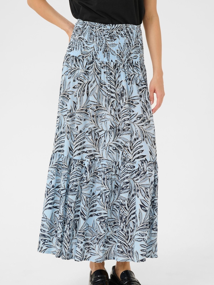 Kaffe Blue KAmaxi A-Line Smock Maxi Skirt - Image 1 of 6