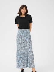 Kaffe Blue KAmaxi A-Line Smock Maxi Skirt - Image 2 of 6