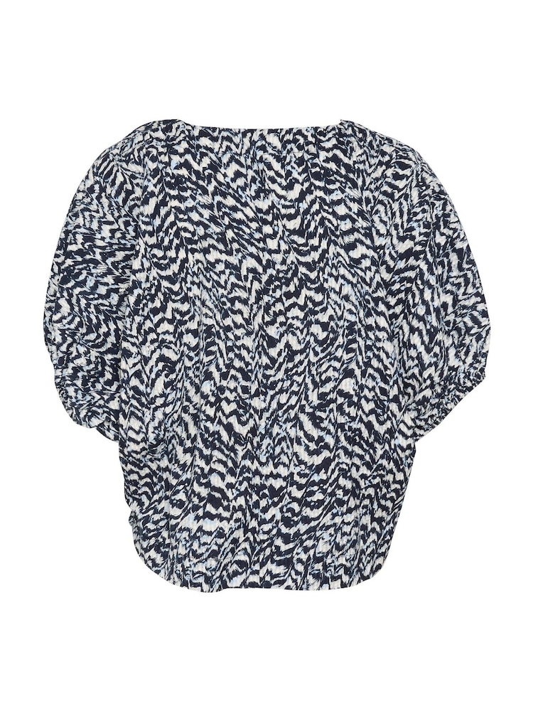Kaffe Blue KAruffalo V-Neck Short Sleeve 100% Cotton Blouse - Image 6 of 6 Kaffe Blue KAruffalo V-Neck Short Sleeve 100% Cotton Blouse - Image 6 of 6