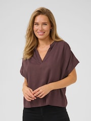 Kaffe Brown KAmilia Short Wing Sleeve Blouse - Image 1 of 6