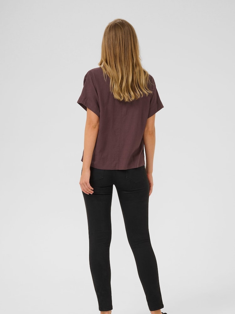 Kaffe Brown KAmilia Short Wing Sleeve Blouse - Image 2 of 6 Kaffe Brown KAmilia Short Wing Sleeve Blouse - Image 2 of 6