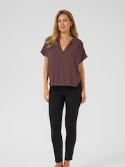 Kaffe Brown KAmilia Short Wing Sleeve Blouse - Image 3 of 6