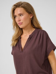 Kaffe Brown KAmilia Short Wing Sleeve Blouse - Image 4 of 6