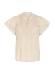 Kaffe Natural KAkarli Short Sleeve V-Neck 100% Cotton Blouse - Image 3 of 4