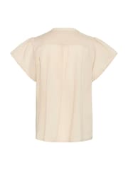 Kaffe Natural KAkarli Short Sleeve V-Neck 100% Cotton Blouse - Image 4 of 4
