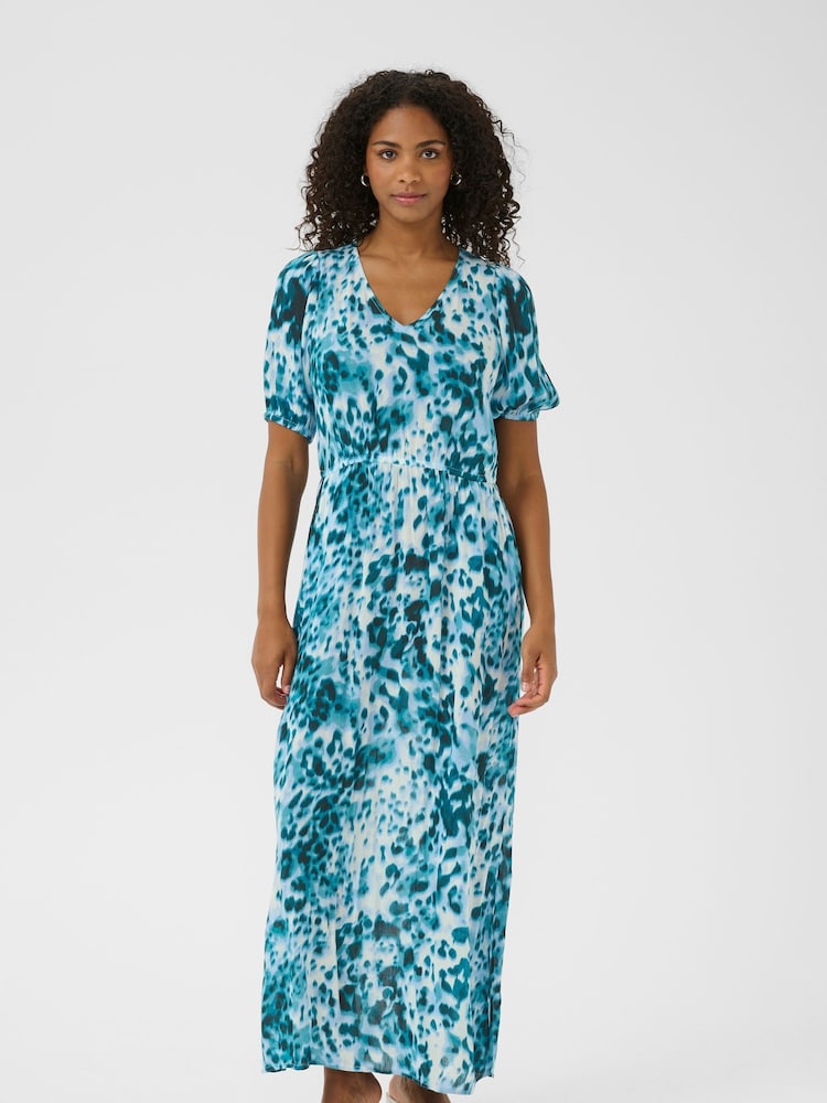 Kaffe Blue KAisolde Amber Short Sleeve Maxi Dress - Image 1 of 3 Kaffe Blue KAisolde Amber Short Sleeve Maxi Dress - Image 1 of 3