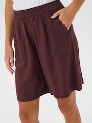 Kaffe Red KAmilia Elasticated Waist Shorts - Image 3 of 6
