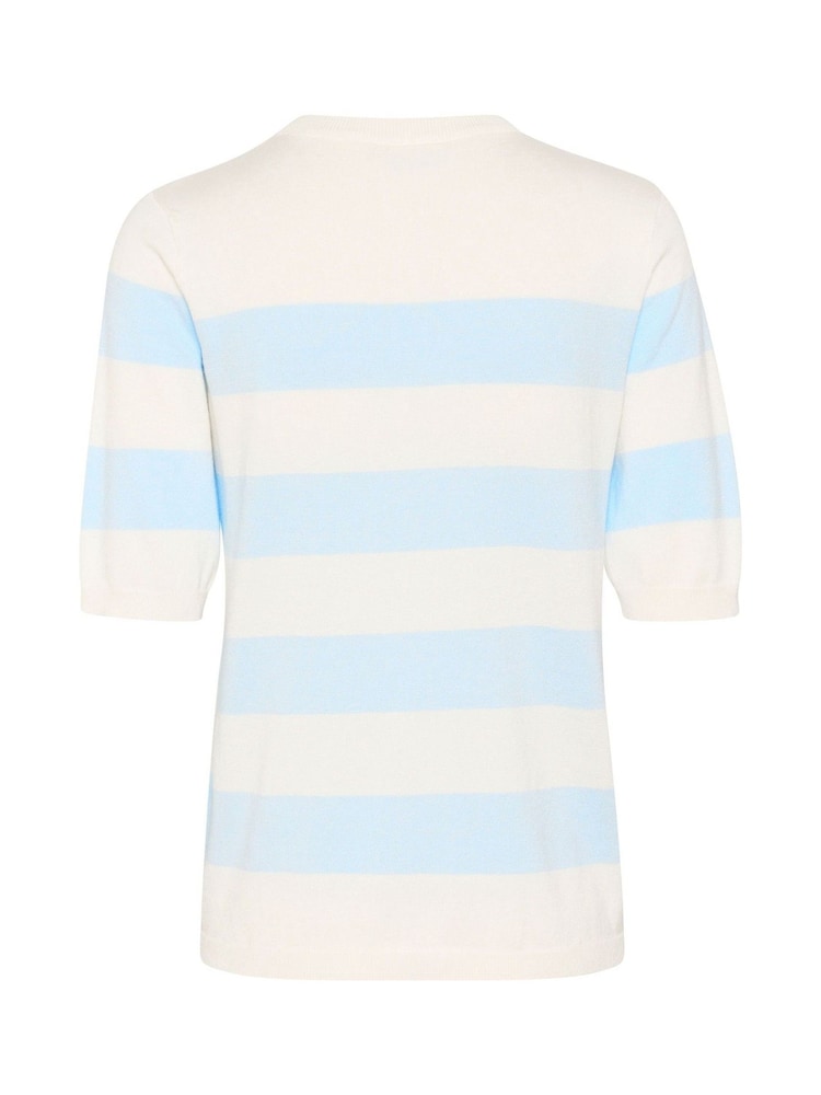 Kaffe Blue KAlizza Short Sleeve Striped Pullover Sweater - Image 6 of 6