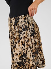 Kaffe Natural KAthora Amber Leopard Print Mini Skirt - Image 4 of 6