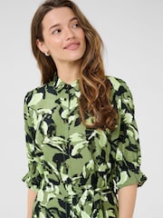 Kaffe Green KAvelana 3/4 Sleeve Maxi Shirt Dress - Image 2 of 4