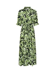 Kaffe Green KAvelana 3/4 Sleeve Maxi Shirt Dress - Image 3 of 4