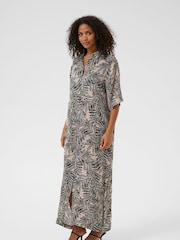 Kaffe Grey KAthora Amber Shirt Maxi Dress - Image 1 of 5