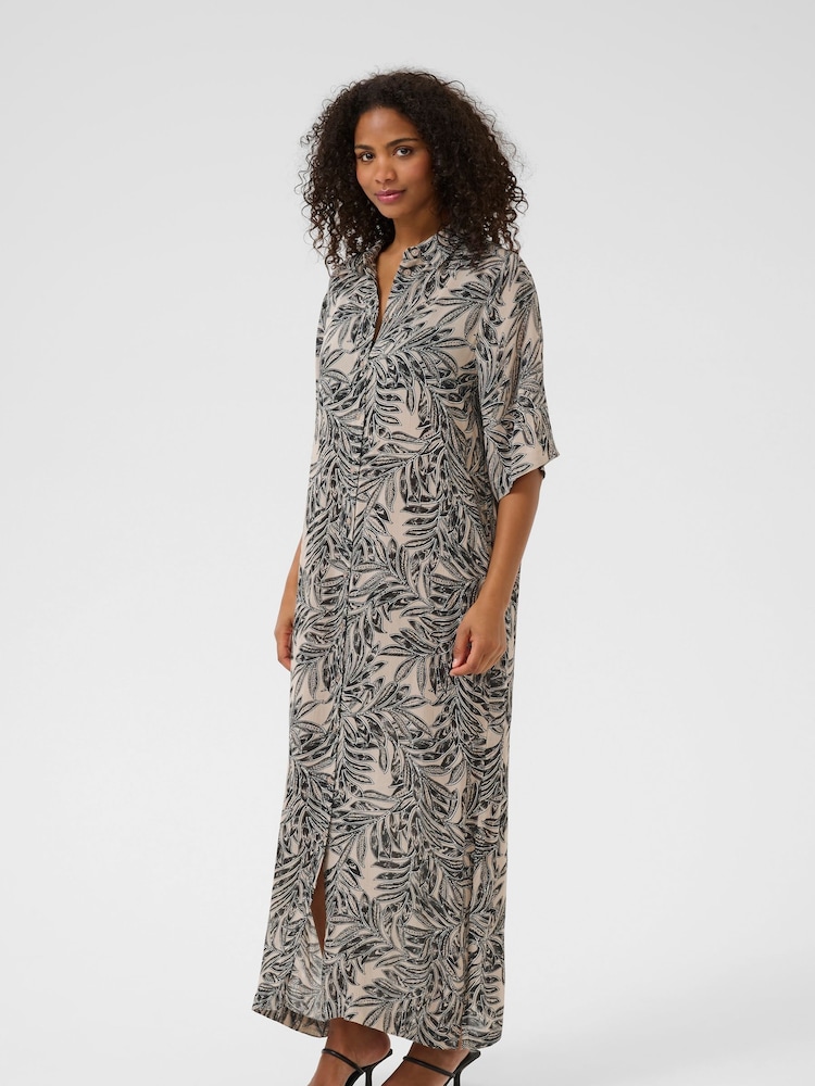 Kaffe Grey KAthora Amber Shirt Maxi Dress - Image 1 of 5