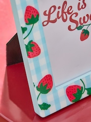 Blue Strawberry Gingham Pattern Photo Frame - Image 3 of 6