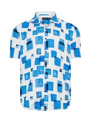 BadRhino Big & Tall White Peached Short Sleeve Revere Collar 100% Cotton Shirt - Image 1 of 2