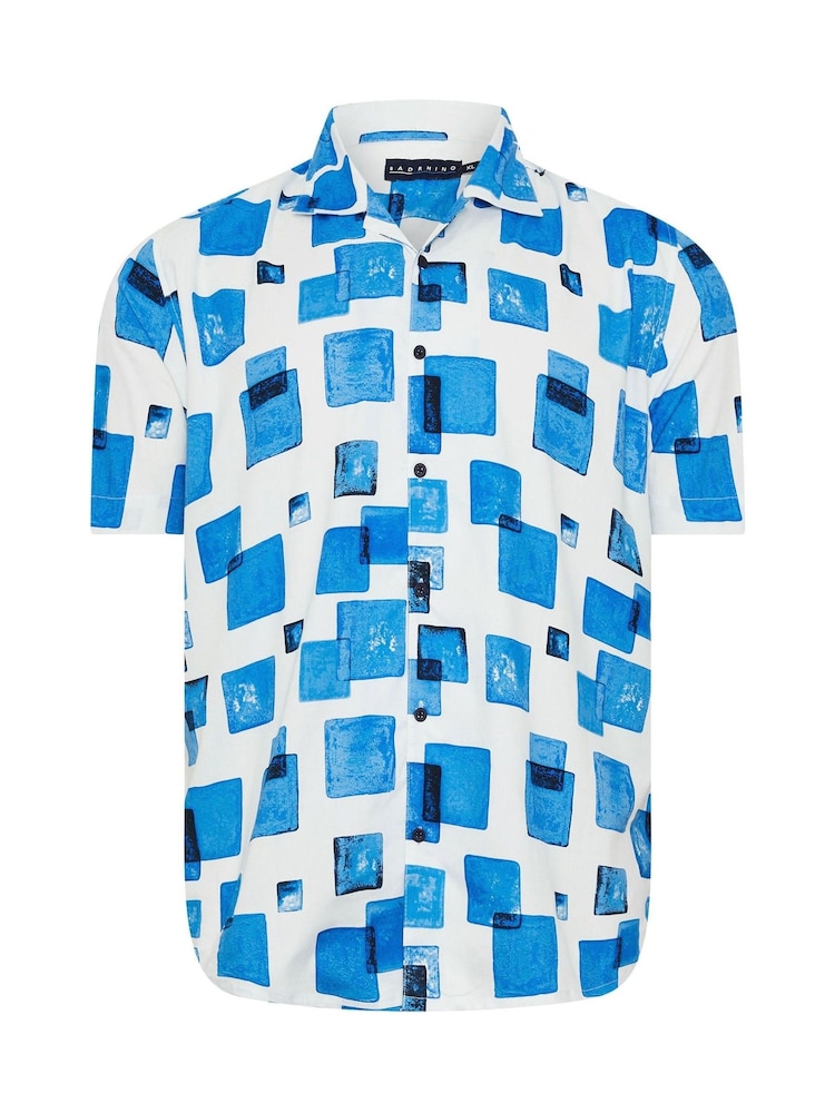 BadRhino Big & Tall White Peached Short Sleeve Revere Collar 100% Cotton Shirt - Image 1 of 2