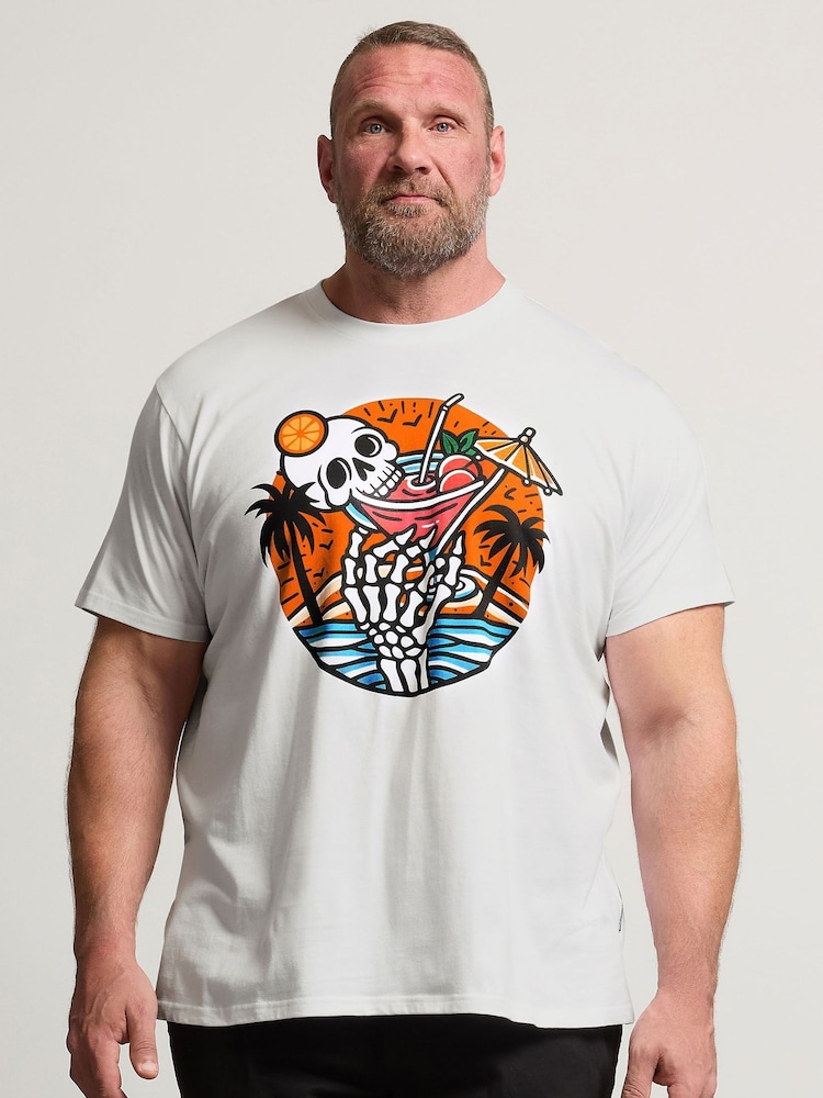 BadRhino Big & Tall Skull Cocktail 100% Cotton T-Shirt - Imagen 1 de 6