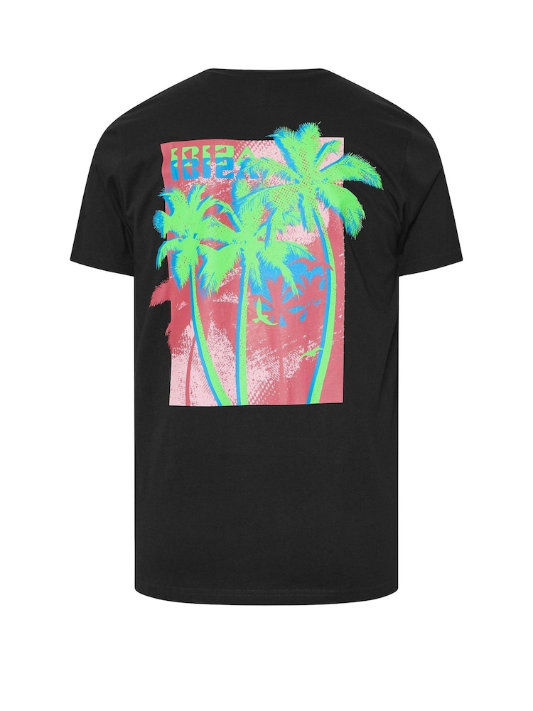 BadRhino Big & Tall Black Ibiza Print 100% Cotton T-Shirt - Image 2 of 2