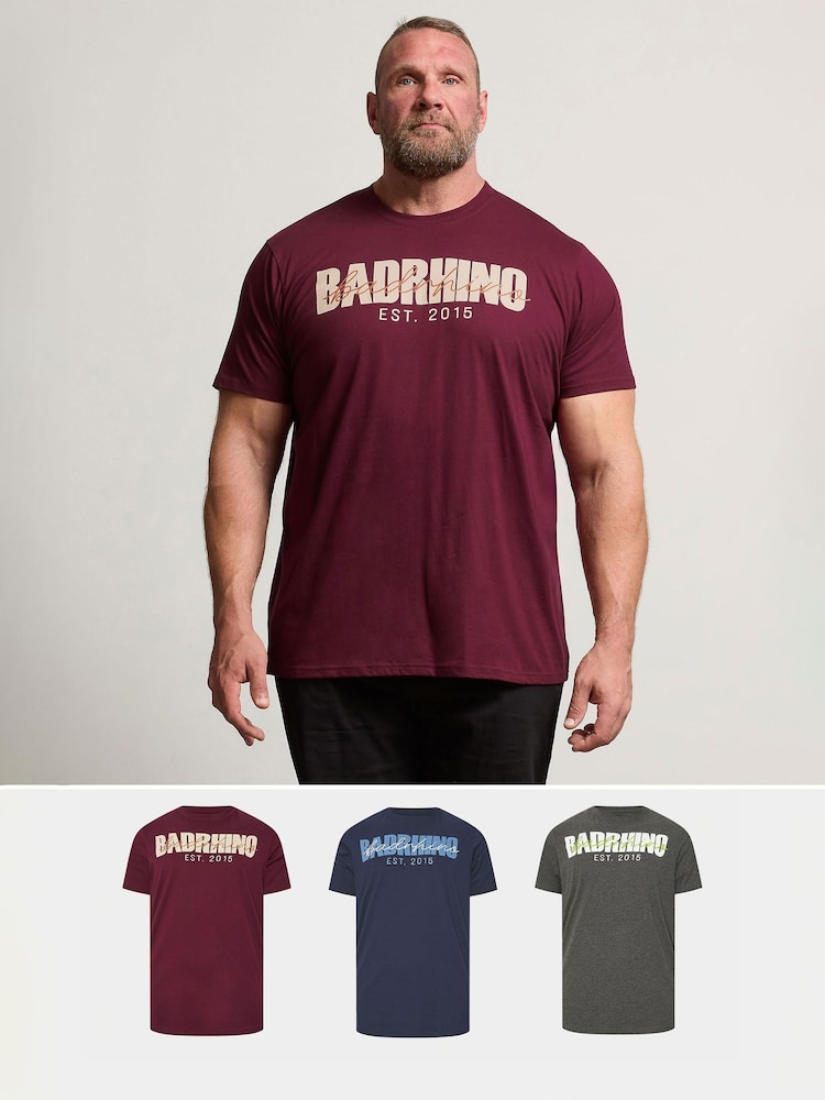BadRhino Big & Tall Red Logo Graphic 100% Cotton T-Shirts 3 Pack - Image 1 of 9