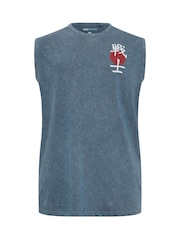 BadRhino Big & Tall Blue Acid Wash 100% Cotton Vest - Image 1 of 2