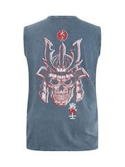 BadRhino Big & Tall Blue Acid Wash 100% Cotton Vest - Image 2 of 2