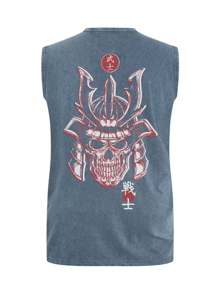 BadRhino Big & Tall Blue Acid Wash 100% Cotton Vest - Image 2 of 2
