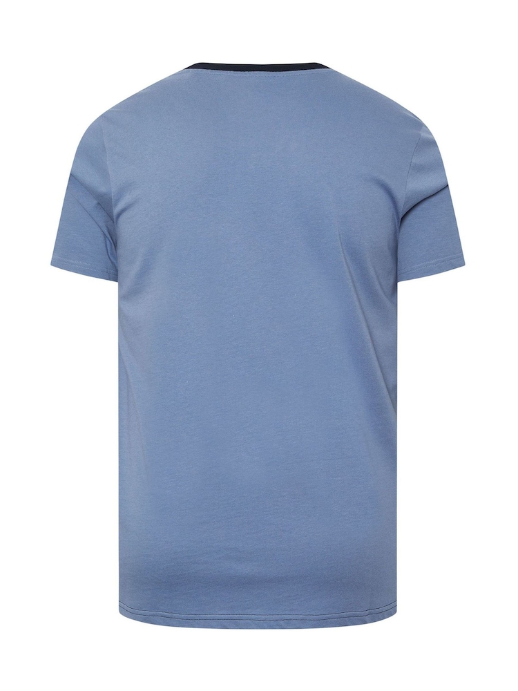 modra - BadRhino Big & Tall Cut & Sew Slogan 100% Cotton T-Shirt - Slika 6 iz 6