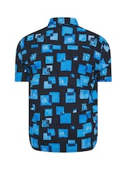 BadRhino Big & Tall Blue Peached Short Sleeve Revere Collar 100% Cotton Shirt - Image 2 of 2