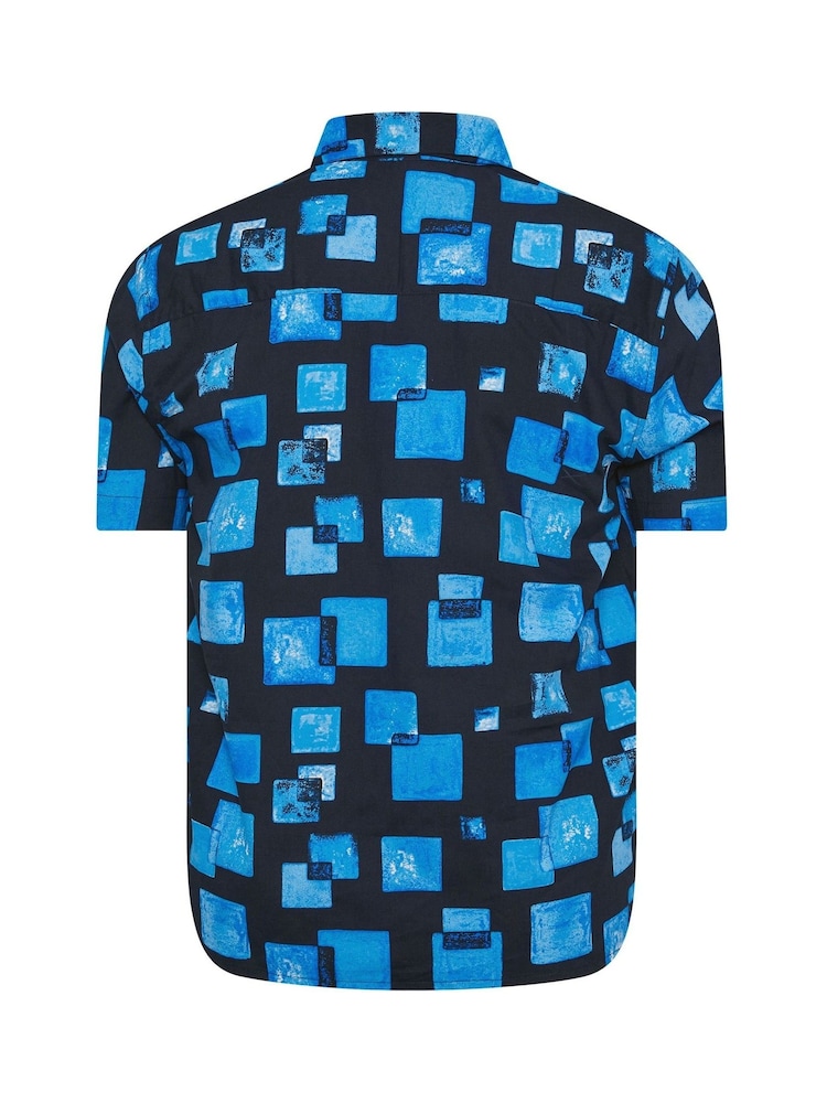 BadRhino Big & Tall Blue Peached Short Sleeve Revere Collar 100% Cotton Shirt - Image 2 of 2