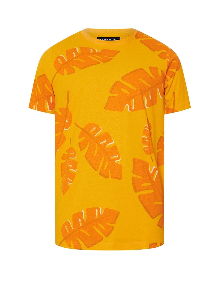BadRhino Big & Tall Yellow Leaf Print 100% Cotton T-Shirt - Image 1 of 2