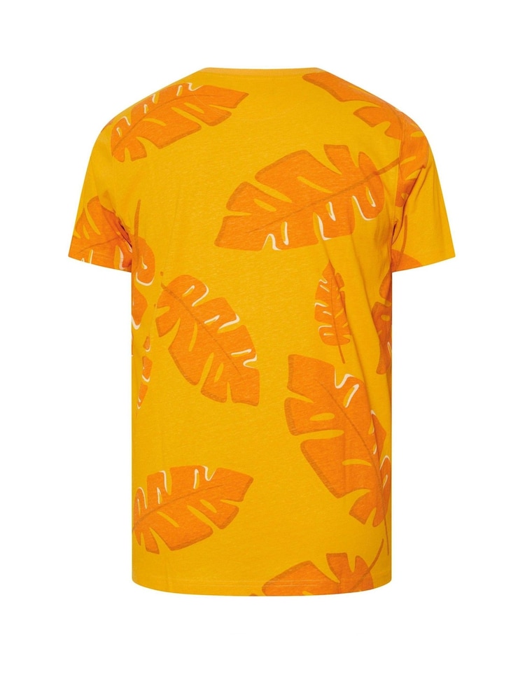 BadRhino Big & Tall Yellow Leaf Print 100% Cotton T-Shirt - Image 6 of 6 BadRhino Big & Tall Yellow Leaf Print 100% Cotton T-Shirt - Image 6 of 6